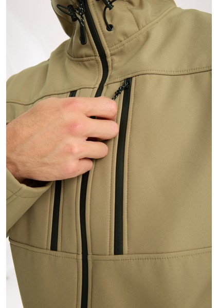 Erkek Içi Polarlı Su ve Rüzgar Geçirmez Softshell Outdoor Spor Mont