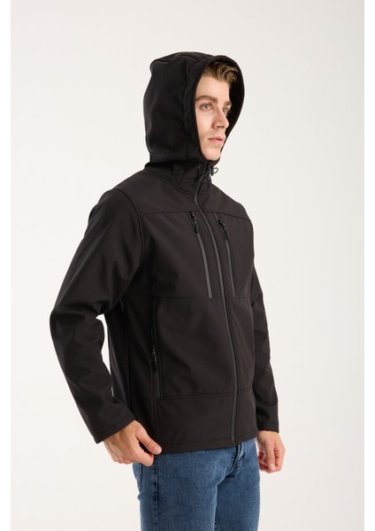 Erkek Içi Polarlı Su ve Rüzgar Geçirmez Softshell Outdoor Spor Mont
