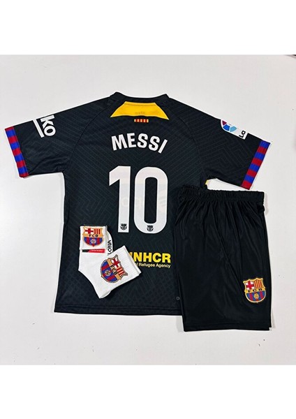F.c B.a.r.c.e.l.o.n.a 2024/25 Yeni Sezon Lionel Messi Konsept Çocuk Forması 4'lü Set (Armalı)