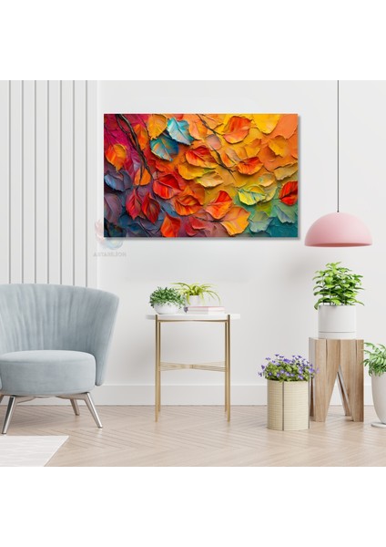 Kanvas Yatay Duvar Tablosu Kanvas Sonbahar Yapraklari6 Ev Ofis Salon Modern Duvar Tablosu modelleri