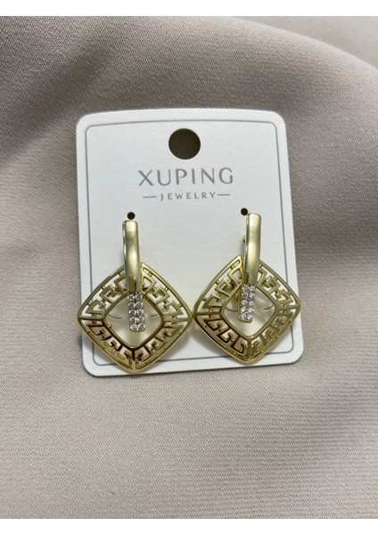 Xuping küpe 14K Altın Kaplama Hediyelik Suya Dayanıklı Kadın Küpe Gold Büyük Şık Modern Taşlı Zarif Parlak Görünüm Minimal Gold Günlük Kullanım Için Ideal