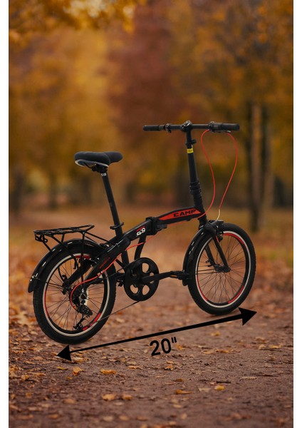 Camp Q5 Katlanır Bisiklet – Alüminyum Kadro, 20″ Jant, 7 Vites, Şehir Için Siyah Kırmızı fırsatları