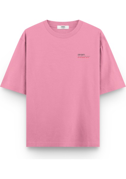 Daffy Duck Sırt Baskılı Yarı Oversize Pembe Tshirt 1393 fiyatları