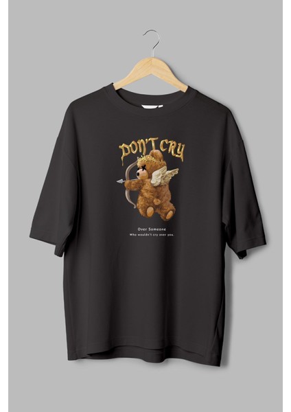 Teddy Bear Don't Cry Baskılı Yarı Oversize T-Shirt 1116