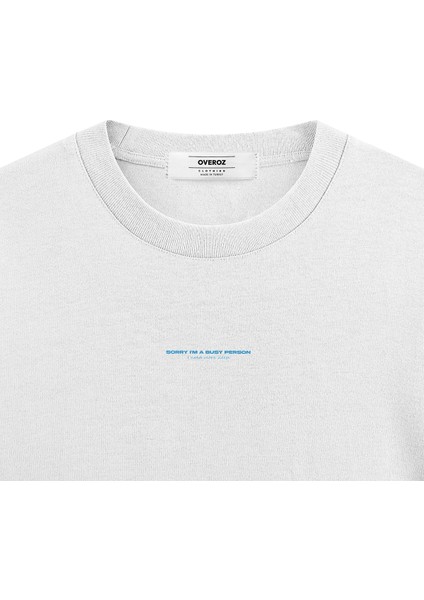 Beyaz Oversize Tshirt Busy Sırt Baskılı T-Shirt Oversize Yazılı Unisex Tişört 1200 fırsatları