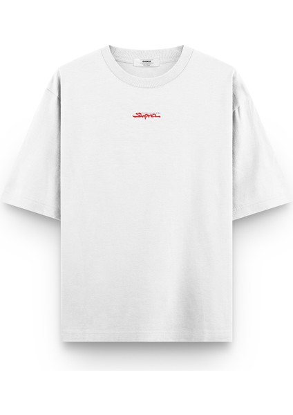Beyaz Oversize Tshirt Supra 2jz Sırt Baskılı T-Shirt Oversize Yazılı Unisex Tişört 1209 fiyatları