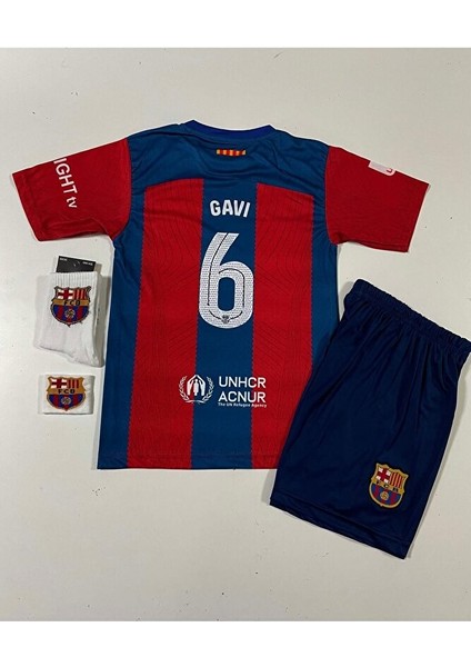 F.c B.a.r.c.e.l.o.n.a 2023-24 Sezon Gavi Iç Saha Çocuk Forması 4'lü Set (Armalı)