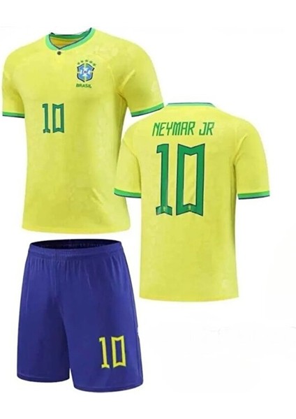 Brezilya 2023/24 Yeni Sezon Neymar Jr Çocuk Forması Şort Çorap 3'lü Set