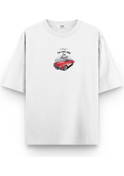 Klasik Araba I'm Not Old I'm Classic Baskılı Yarı Oversize T-Shirt 1185