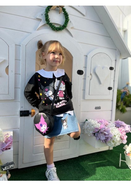 Yeni Sezon Kız Çocuk Kromi ve Hello Kıtty Detaylı Şort Etek Alt Üst Takım - Çanta Hediyeli fiyatları