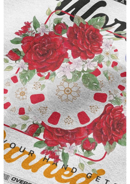 Beyaz Oversize Tshirt Illüstrasyon Sırt Baskılı Oversize Yazılı Unisex Tişört 1328 indirimleri