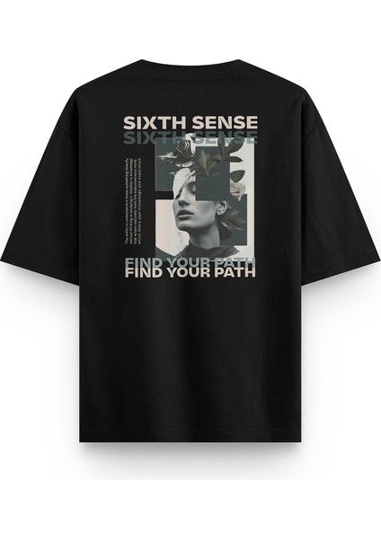 Siyah Oversize Tshirt Kolaj Sırt Baskılı Oversize Yazılı Unisex Tişört 1330