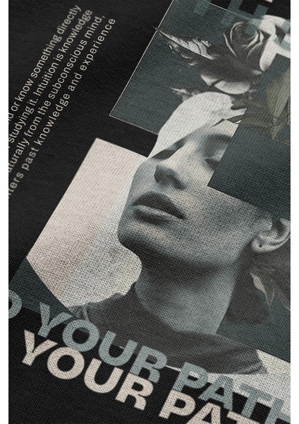 Siyah Oversize Tshirt Kolaj Sırt Baskılı Oversize Yazılı Unisex Tişört 1330 indirimleri