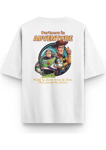Toy Story Tişört Yarı Oversize Sırt Baskılı Beyaz Toy Story Tshirt 1391