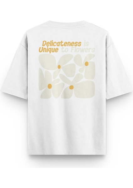 Flowers Sarı Papatya Sırt Baskılı Yarı Oversize T-Shirt 1226S