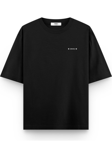 Medusa Sırt Baskılı Yarı Oversize Siyah Tshirt 1398 modelleri