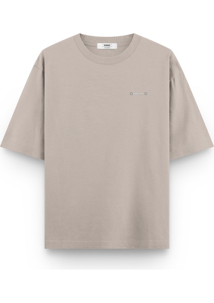 Medusa Sırt Baskılı Yarı Oversize Taş Rengi Tshirt 1398 modelleri