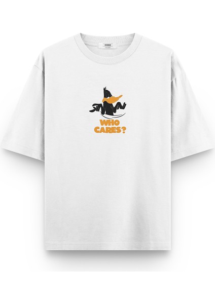 Daffy Duck Who Cares Baskılı Yarı Oversize T-Shirt 1162