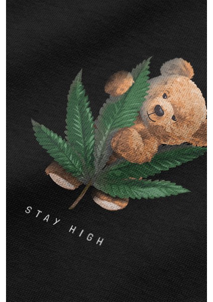 Teddy Bear Stay High Baskılı Yarı Oversize T-Shirt 1069 fiyatları