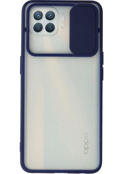 Newface Oppo Reno 4 Lite Kılıf Palm Buzlu Kamera Sürgülü Silikon - Lacivert