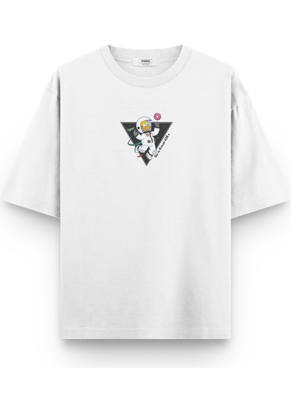 Astronot The Simpsons Baskılı Yarı Oversize T-Shirt 1154