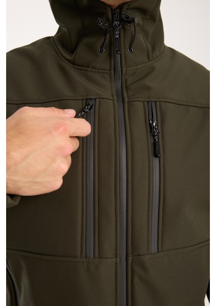 Erkek Içi Polarlı Su ve Rüzgar Geçirmez Softshell Outdoor Spor Mont