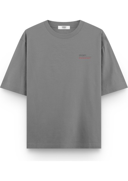 Daffy Duck Sırt Baskılı Yarı Oversize Gri Tshirt 1393 fiyatları