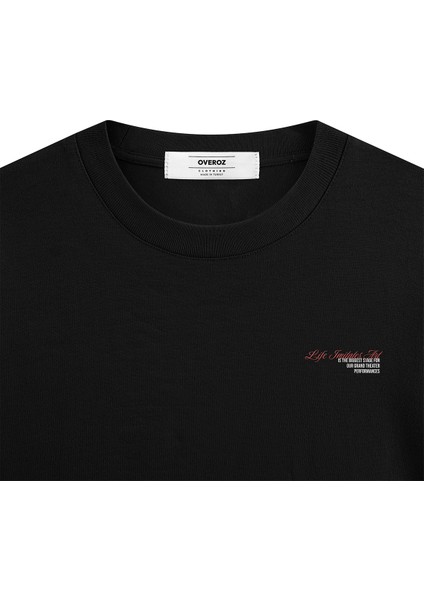 Siyah Oversize Tshirt Life Magician Sırt Baskılı T-Shirt Oversize Yazılı Unisex Tişört 1218 fırsatları
