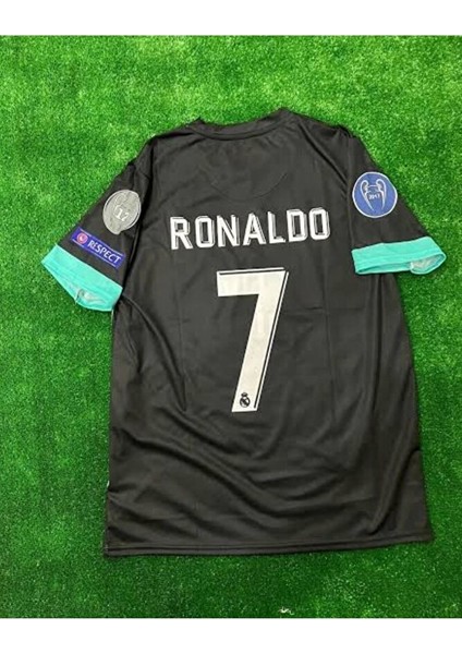 R. Madridd 2017-18 Kiev Şampiyonlar Ligi Finali Cristiano Ronaldo Forması (Siyah-Kısa) modelleri