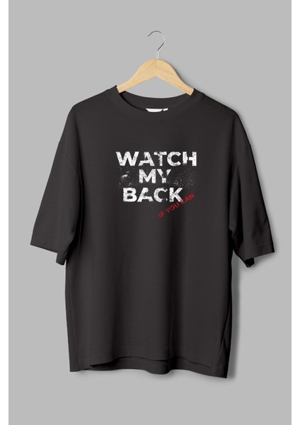 Watch My Back Melek Sırt Baskılı Yarı Oversize T-Shirt 1052 modelleri