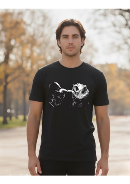 Devısso Traders Bear & Bull Fight - Traders, Borsaci Erkek Siyah T-Shirt fiyatları