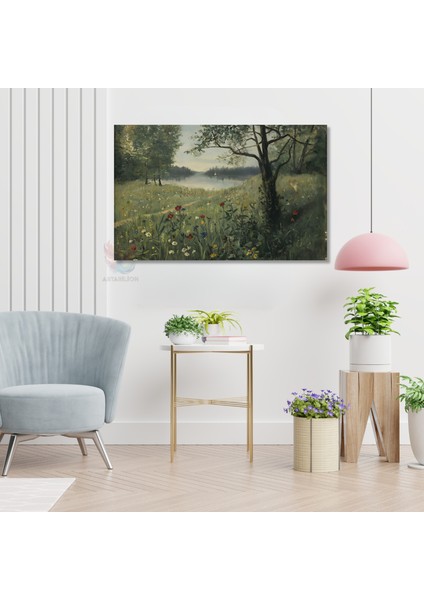 Kanvas Yatay Duvar Tablosu Kanvas Yesil Doga Manzarasi3 Ev Ofis Salon Modern Duvar Tablosu modelleri