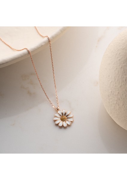 925 Ayar Gümüş Beyaz Papatya Kolye modelleri