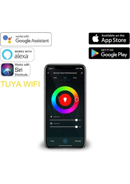 Tuya Destekli Wifi Kontrollü 6X12MM Esnek Rgb Neon Şerit LED Set 5m