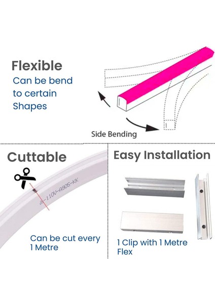 Tuya Destekli Wifi Kontrollü 6X12MM Esnek Rgb Neon Şerit LED Set 5m