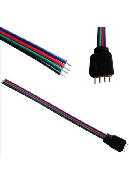 Rgb Şerit Led Soketli Kablo 4 Pin Erkek Iğneli (5 Adet)