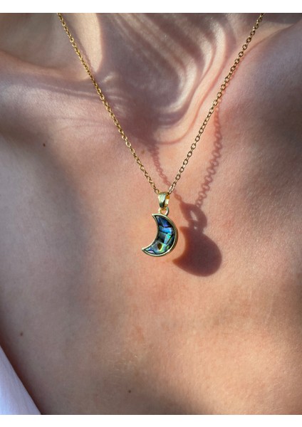 Gerçek Sedef Uçlu Hilal Gold Çelik Kolye fiyatları