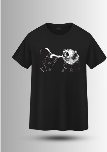 Devısso Traders Bear & Bull Fight - Traders, Borsaci Kadın Siyah T-Shirt modelleri