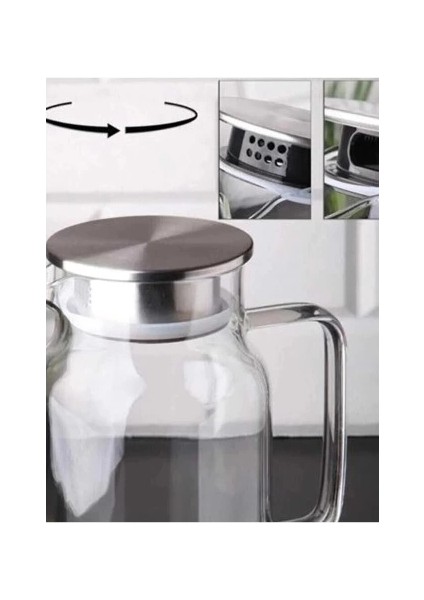 1500 ml Borosilikat Cam Su Sürahisi - Metal Kapaklı ve Isıya Dayanıklı modelleri