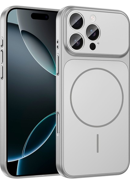 iPhone 16 Pro Kılıf Vrdr M-Safe Şarj Özellikli Kamera Korumalı Formen Kapak - Gümüş