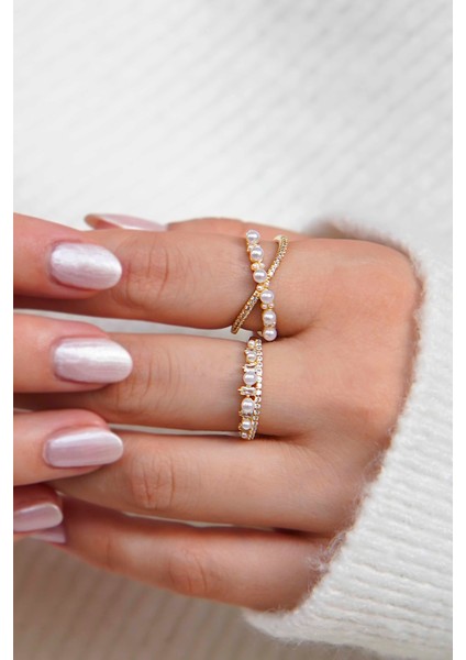 Inci'nin Zarafeti Vip Kadın Yüzük – Altın Kaplama - 2'li Set fiyatları