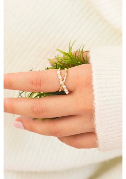 Inci'nin Zarafeti Vip Kadın Yüzük – Altın Kaplama - 2'li Set