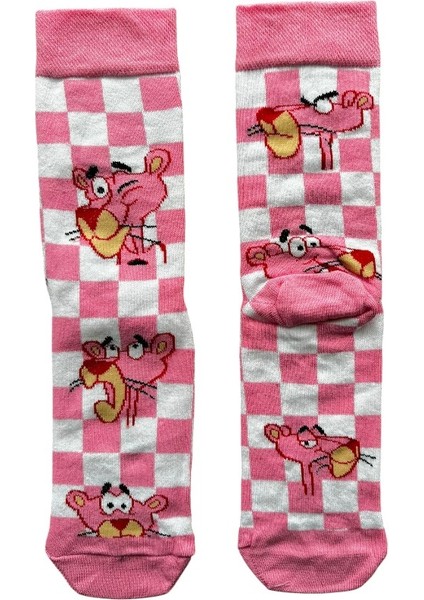 PEMBE PANTER DAMALI SOKET ÇORAP