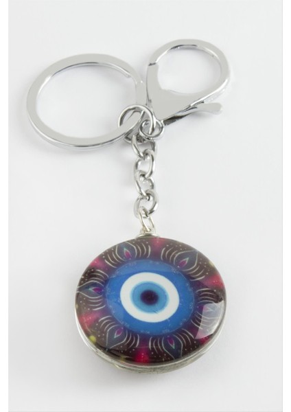 Techmrt Nazar Cam Anahtarlık-Gümüş Rengi