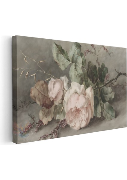 Kanvas Yatay Duvar Tablosu Kanvas Vintage Pembe Gul Ev Ofis Salon Modern Duvar Tablosu