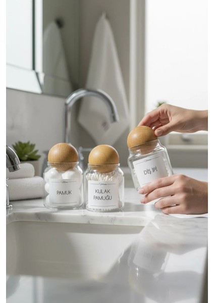 Pamuk & Kulak Pamuğu & Diş Ipi Kavanozu 300 ml 3'lü Top Kapaklı fiyatları