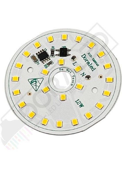 220Volt 12Watt Smd 2835 Ledli Led Modül Gün Işığı 10mm Delik Çaplı 220V 12W Avize Ledi 60mm(3 Adet)