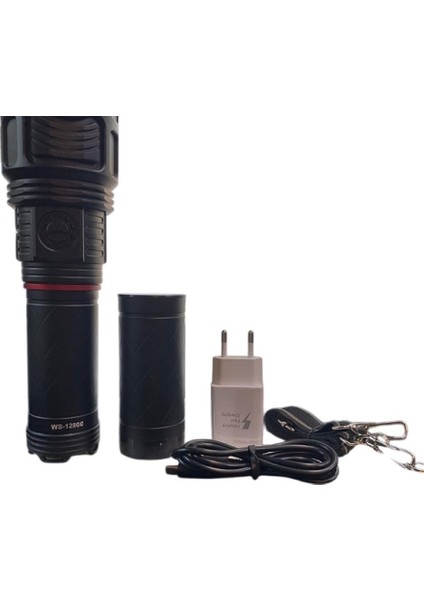 WS-12800 Profesyonel El Feneri | 80W – 8000 Lümen – 24000 Mah – Powerbank Özellikli – Zoomlu – Type-C Şarj – Metal Kasa fırsatları