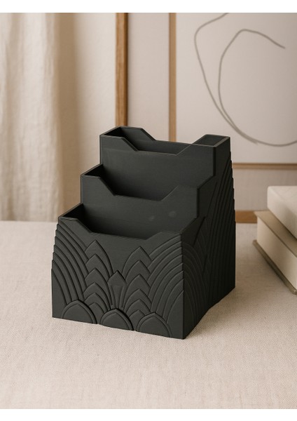 Dekoratif Desenli Kalemlik Kartlık Takı Kutusu Masaüstü Organizeri