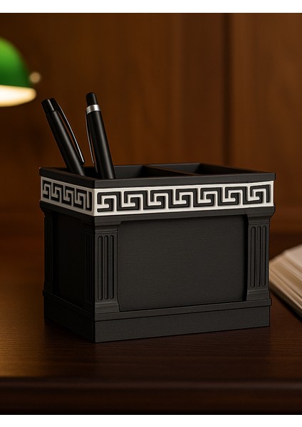 Antik Yunan Meander Menderes Desenli Kalemlik Takı Kutusu Masaüstü Organizeri